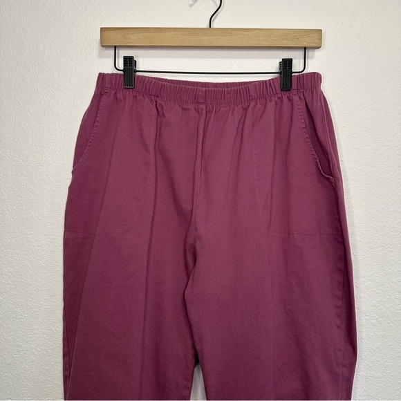 Denim and Company Burgundy Pants with Elastic Waist Size Large Petite - Picture 2 of 6